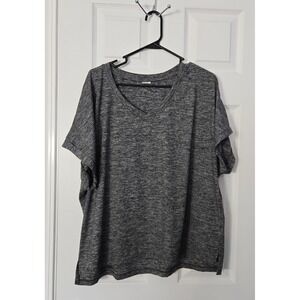 Athletic Womans Top. Size XL Black & Grey Short Sleeve Vneck